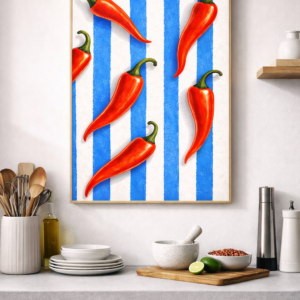 Red Chili Pattern – Bold Mediterranean Kitchen Wall Art