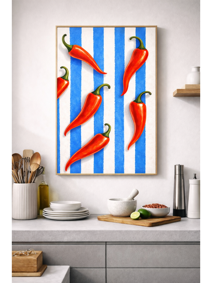 Red Chili Pattern – Bold Mediterranean Kitchen Wall Art