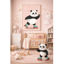 Roller Skating Panda Wall Art Print – Cute Animal Illustration for Kids Room, Nursery & Modern Home Decor