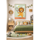 Tennis Lion Wall Art Print – Cute Safari Animal Illustration for Kids Room, Nursery & Modern Home Decor