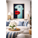 Surreal Portrait Wall Art Print – Modern Pop Art Illustration with Bold Graphic Design