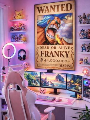 Franky Wanted Poster – One Piece Anime Wall Art Print | Vintage Pirate Bounty Artwork