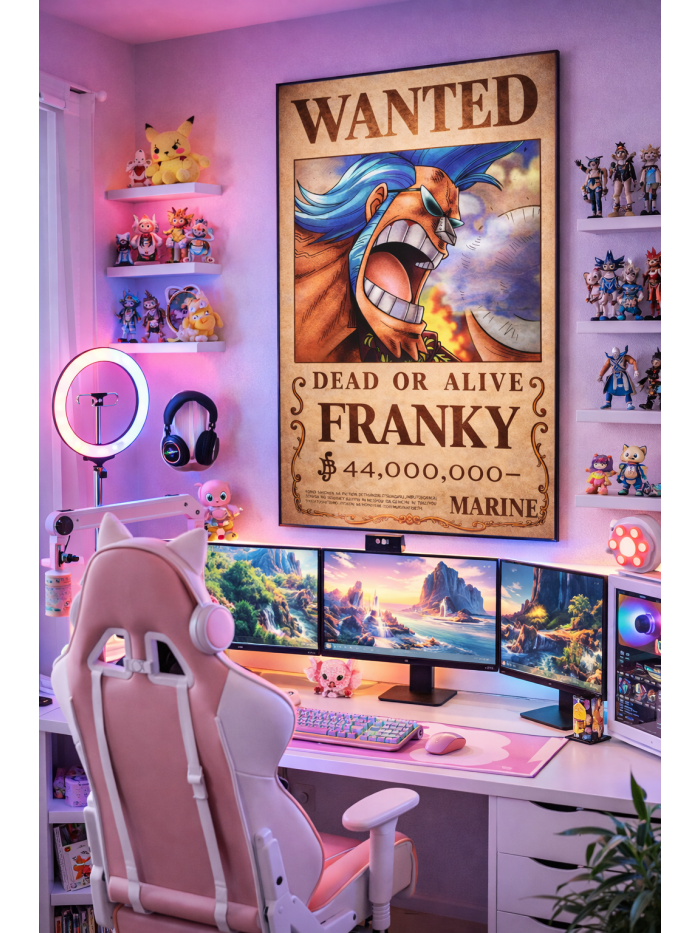 Franky Wanted Poster – One Piece Anime Wall Art Print | Vintage Pirate Bounty Artwork