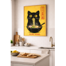 Japanese-Inspired Illustration Wall Art – Premium Gallery-Style Art Print Featuring Minimalist Cat and Ramen Design