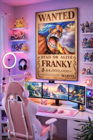 Franky Wanted Poster – One Piece Anime Wall Art Print | Vintage Pirate Bounty Artwork