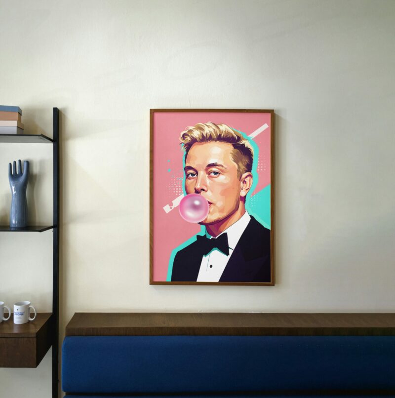 Free Hanging Poster on Wall Mockup