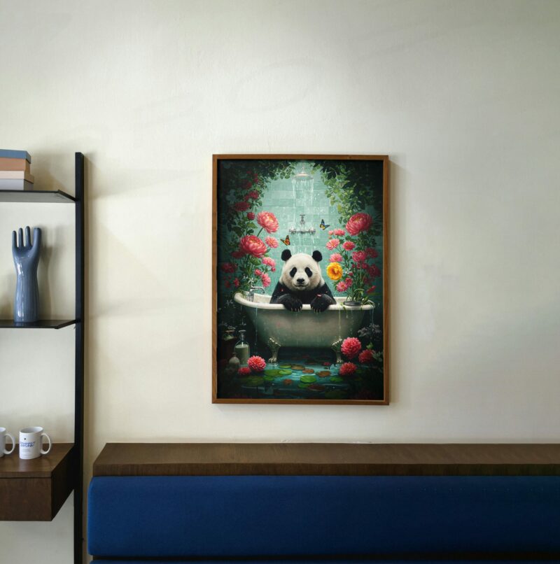 Free Hanging Poster on Wall Mockup