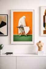 Funny Ghost Wall Art Print, Surreal Humor Illustration, Minimalist Contemporary Wall Decor, Playful Modern Art Poster
