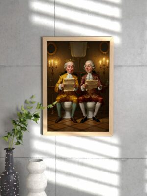Funny Royal Bathroom Wall Art - King and Noble on Toilet - Vintage Style Printable Poster - Bathroom Humor Decor