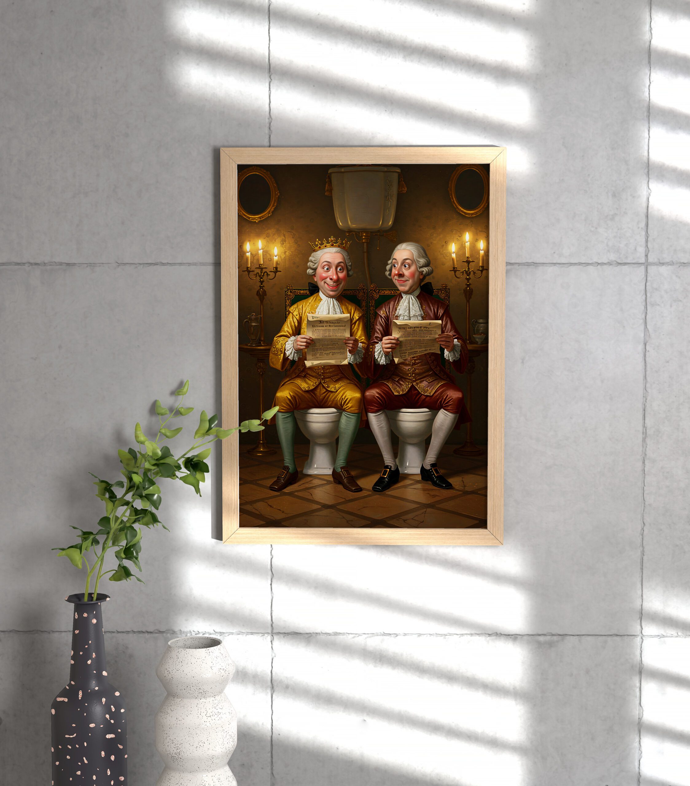 Funny Royal Bathroom Wall Art - King and Noble on Toilet - Vintage Style Printable Poster - Bathroom Humor Decor