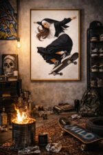 Grace in Motion – Skateboarding Nun Wall Art Print
