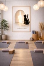 I Hate People Wall Art Print – Minimalist Cat Illustration with Dark Humor