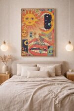 Journey Through the Sun and Moon – Psychedelic Surreal Wall Art Print