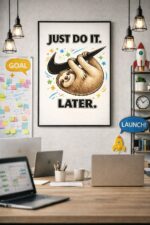 Just Do It… Later – Funny Sloth Motivation Wall Art
