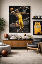 Kobe Bryant Los Angeles Lakers Wall Art – Iconic NBA Dunk Illustration | Black Mamba Basketball Artwork