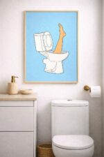 Leg in Toilet Wall Art Print – Dark Humor Minimal Illustration
