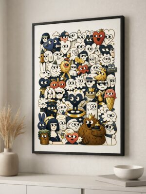 Luxury Contemporary Illustration Wall Art, Premium Art Print with Minimalist Characters, Gallery-Style Timeless Modern Decor