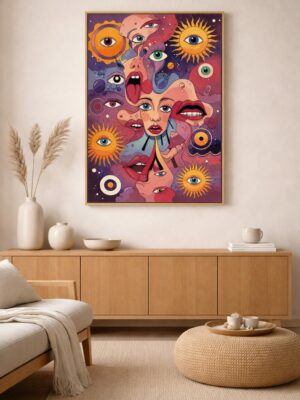 Many Faces of the Cosmos – Psychedelic Surreal Wall Art Print