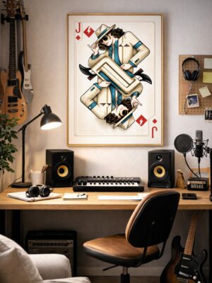 Michael Jackson Inspired Wall Art – Jack of Diamonds Playing Card Illustration