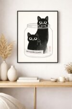 Minimalist Cat Wall Art – Premium Gallery-Style Art Print with Playful Conceptual Design, Contemporary Modern Decor