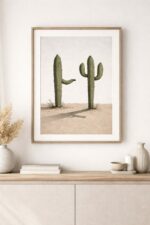 Minimalist Desert Wall Art – Premium Gallery-Style Art Print Featuring Surreal Cactus Illustration and Timeless Modern Design