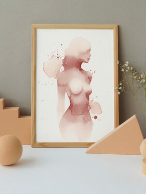 Minimalist Female Silhouette Wall Art Print | Abstract Watercolor Nude Form | Soft Feminine Figure Artwork | Modern Elegant Wall Decor