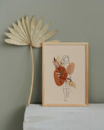 Minimalist Floral Woman Line Art Print | Abstract Botanical Female Illustration | Soft Earth Tone Feminine Artwork | Modern Elegant Wall Decor