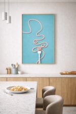 Minimalist Pasta Wall Art Print – Modern Food Concept Illustration with Graphic Design Style