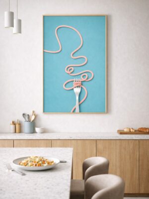 Minimalist Pasta Wall Art Print – Modern Food Concept Illustration with Graphic Design Style