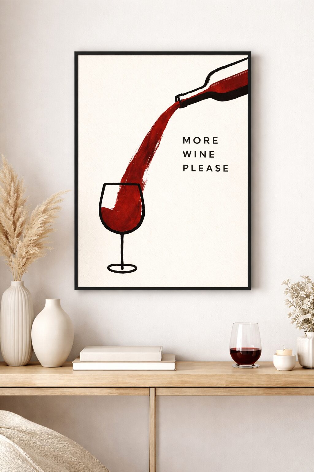 Minimalist Wine Wall Art – Premium Contemporary Art Print with Typography, Gallery-Style Modern Decor for Sophisticated Interiors