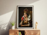 Modern Queen Pop Art Wall Print | Royal Portrait with Red Cup | Luxury Parody Artwork | Bold Feminine Statement Wall Decor
