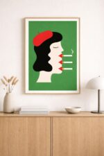 Modern Smoking Woman Wall Art Print, Bold Minimalist Illustration, Contemporary Graphic Portrait Poster