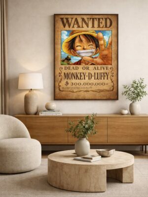 Monkey D. Luffy Wanted Poster – One Piece Anime Wall Art Print | Vintage Pirate Bounty Artwork