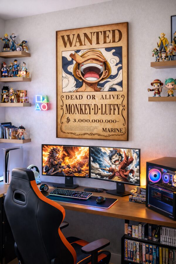 Monkey D. Luffy Wanted Poster – One Piece Anime Wall Art Print | Yonko Bounty Pirate Artwork