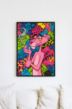 Pink Panther Street Art Wall Print | Graffiti Pop Art Illustration | Smoking Cartoon Urban Artwork | Bold Statement Wall Decor
