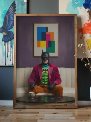 Pop Surreal Superhero Portrait Wall Art Print – Bold Modern Conceptual Illustration