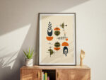 Midcentury Modern Art Print: Retro Geometric Shapes, Earth Tones