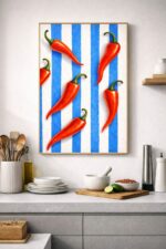 Red Chili Pattern – Bold Mediterranean Kitchen Wall Art