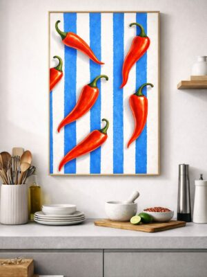 Red Chili Pattern – Bold Mediterranean Kitchen Wall Art