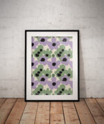 Retro Lilac Floral Print, Scandinavian Modern Wall Art, Minimalist Botanical Illustration, Pastel Home Decor