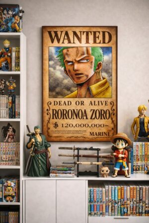 Roronoa Zoro Wanted Poster – One Piece Anime Wall Art Print | Vintage Pirate Bounty Artwork