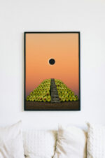 Surreal Avocado Pyramid Art Print, Whimsical Kitchen Wall Decor, Quirky Food Illustration