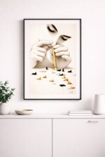 Surreal Cat Art Print, Minimalist Fantasy Illustration, Elegant Contemporary Wall Art, Dreamlike Cat Composition Poster