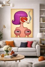 Surreal Pop Art Wall Art Print – Bold Feminine Portrait with Modern Graphic Style