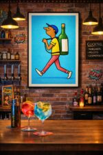 Take It With You – Playful Wine Illustration Wall Art