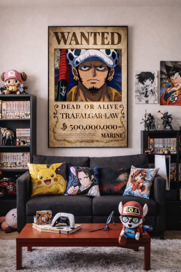 Trafalgar D. Water Law Wanted Poster – One Piece Anime Wall Art Print | Vintage Pirate Bounty Artwork