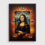 Trippy Mona Lisa Wall Art Print, Surreal Sun & Eye Portrait, Psychedelic Renaissance Artwork, Mystical Cosmic Wall Decor, Modern Statement Art Print