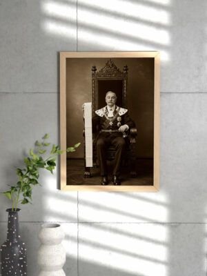 Vintage King Portrait Wall Art Print | Royal Satire Artwork | Classic Monarch with Scroll | Dark Humor Statement Wall Decor