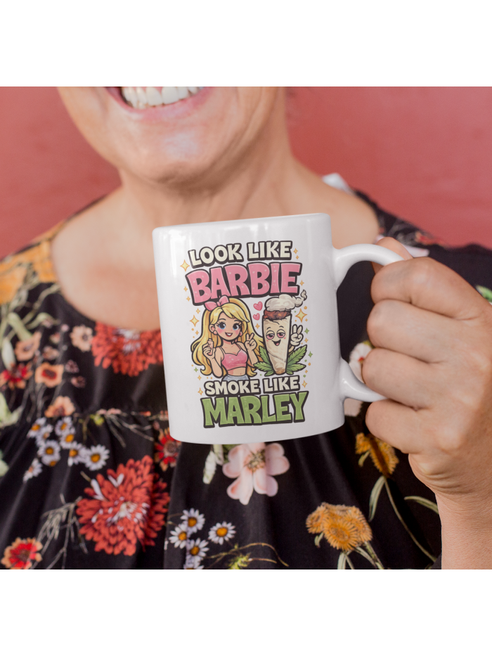 Look Like Barbie Smoke Like Marley Funny Parody Mug