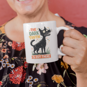 The Dark Truth Is Out There Spooky Cat Mug – Gothic Coffee Cup